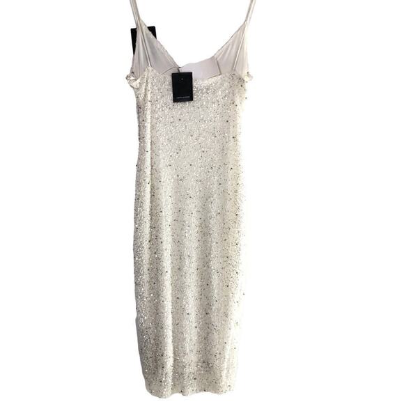 Retrofete Billie Dress Sleeveless Sequin Bodycon Knee Length Crystal White NWT M - Picture 6 of 16